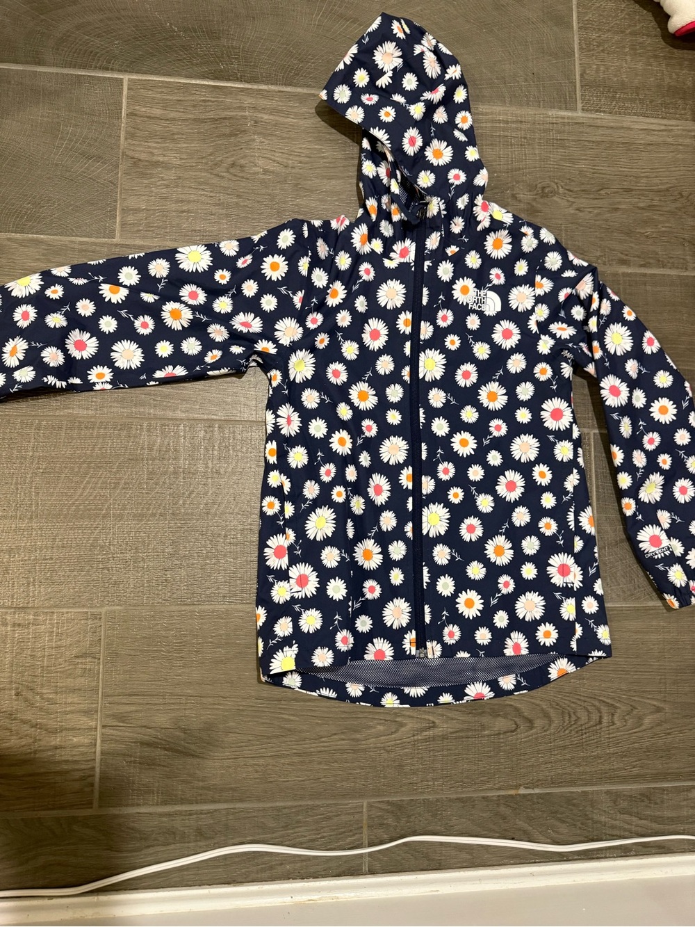 The North Face Girls' Navy Daisy Print Hooded Rain Jacket